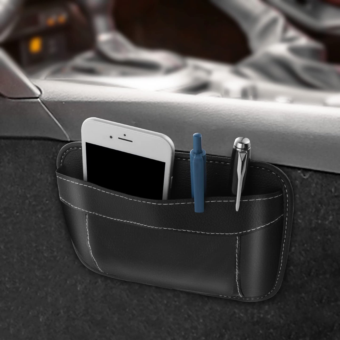 cobee Car Seat Side Pocket Organizer, PU Leather Mini Storage Bag Universal Car Seat Gap Filler Organizer Multifunctional Interior Accessories Crevice Box Holds Phone, Cards, Keys,Remote