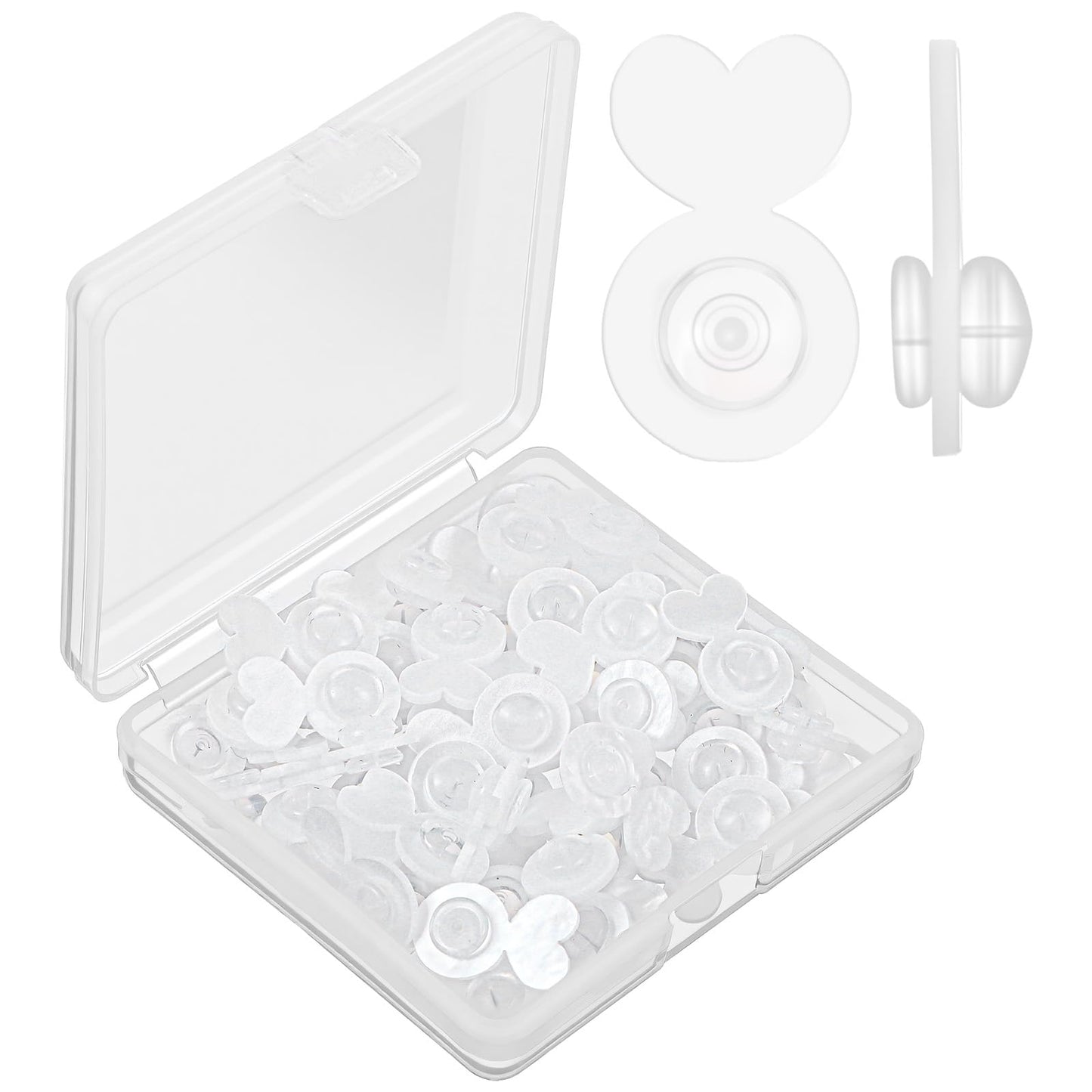 XLIUAX Pack of 50 Clear Earring Lifters Women's Silicone Earring Stoppers for Hanging Ears, Earring Lifter Closure for Heavy Earrings, Comfortable Replacement Earring Stoppers Large Plugs