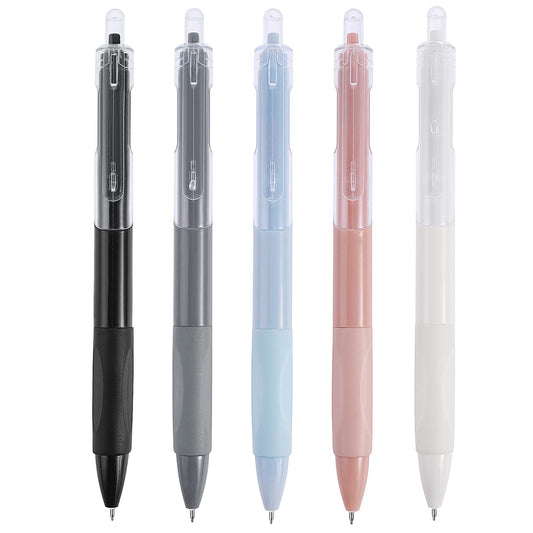 Giantree Retractable Gel Pens, 5 Pcs 0.7mm Color High Capacity Black Ink Smooth Writing Quick-drying Gel Ink Pens for School Office Supplies