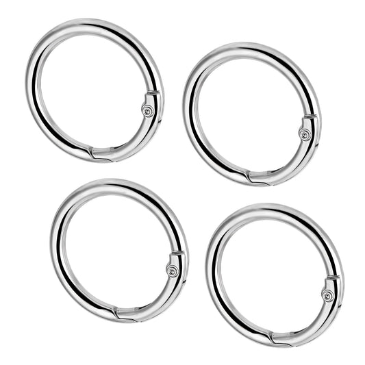 IANFAN Pack of 4 Round Carabiner Ring, Carabiner Spring Key Ring for Key Chain, Backpack, Handbag, DIY Craft Accessories