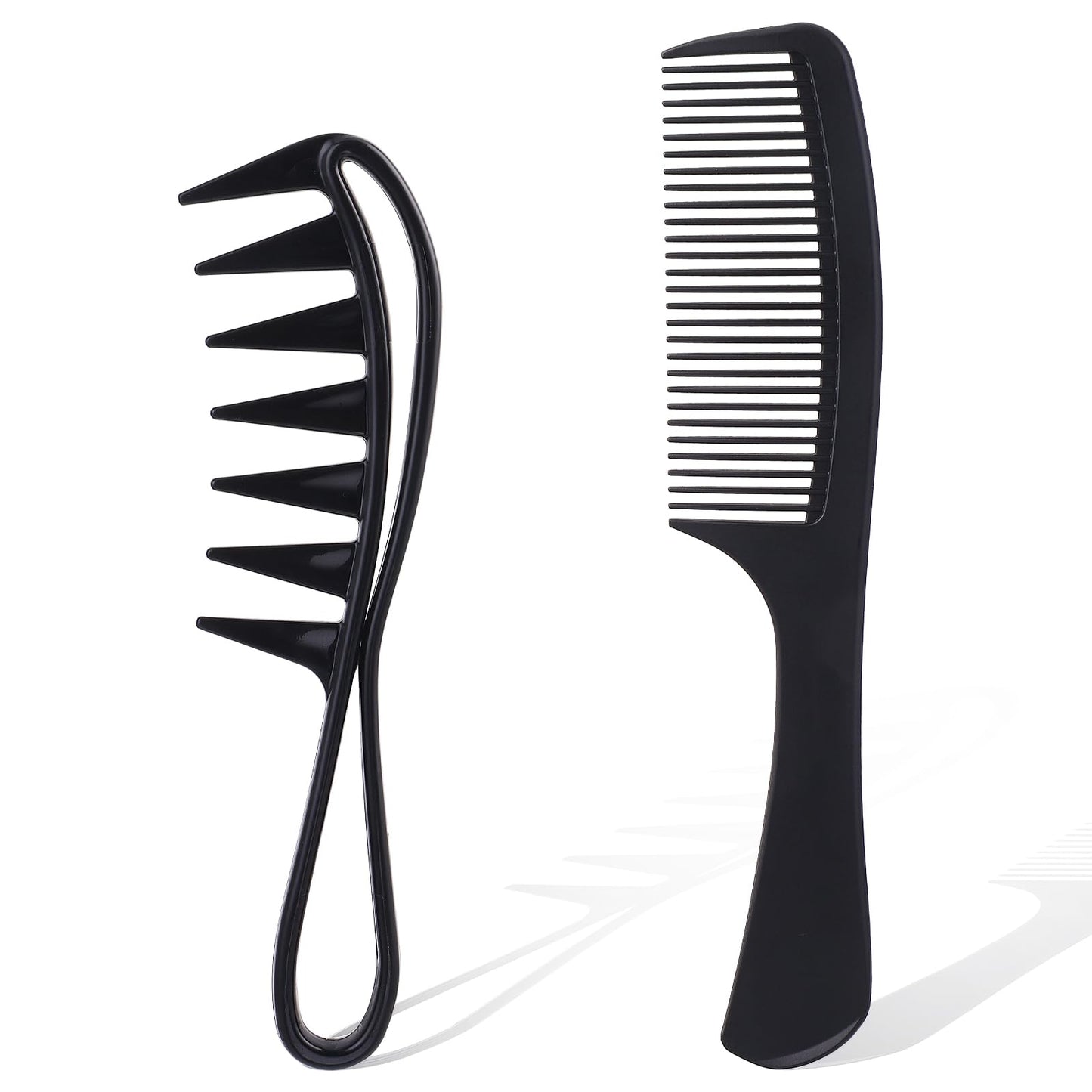 TIESOME Comb Kit, 2Pcs Hair Combs Set for Women & Men, Wide Tooth & Fine Tooth, Anti-Static, Promotes Scalp Health, Detangling, Styling, Curly, Wavy, Thick Hair, Wigs, Salon, Unisex, Black