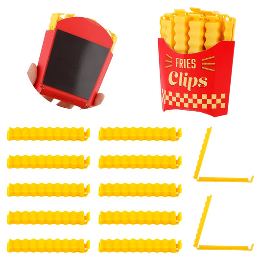 Molain 12Pcs Food Magnetic Sealing Clips, Cute French-Fries-Shaped Bag Clips Portable Fun Bag Clips Securely Seal Bags Kitchen Accessories for Keep Food Fresh and Organized