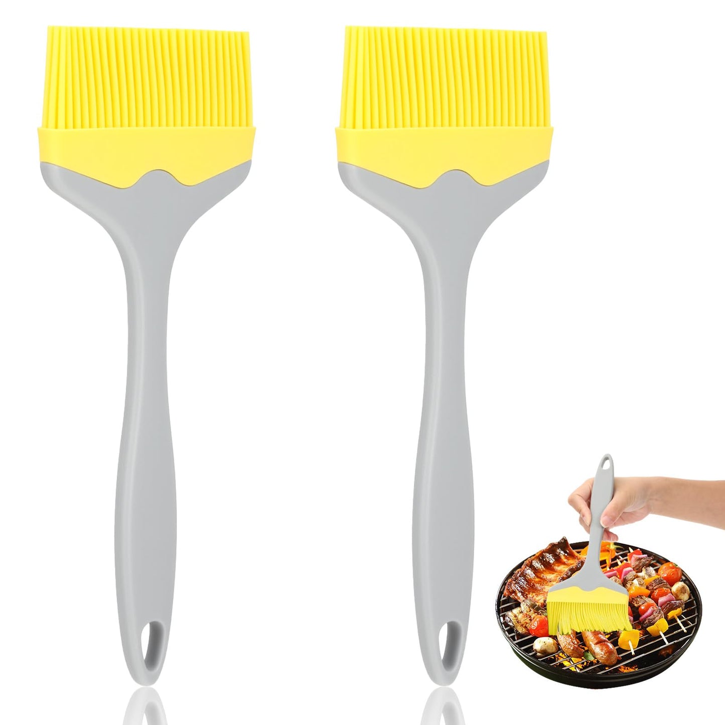 MBAIYO Pack of 2 Extra Large Silicone Pastry Brush, 10 cm Extra Wide Pastry Brush, Heat Resistant Grill Brush for Cooking, Baking, Grilling, BBQ Cooking Brush, Kitchen Brush for Sauces, Butter Oil