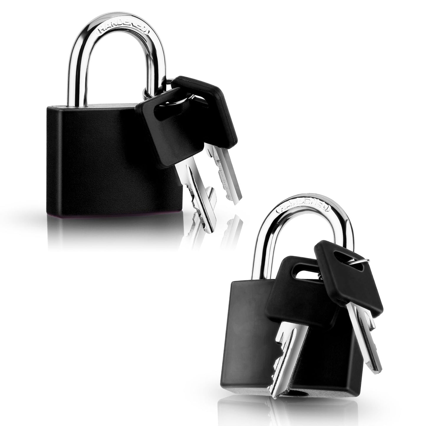 Yuanchu Pack of 2 Padlocks, 42 mm Lock with Key, Rustproof, Solid Aluminium Lock Body, Waterproof Locks for Locker, Suitcase, Gym, Tool Boxes (Black)
