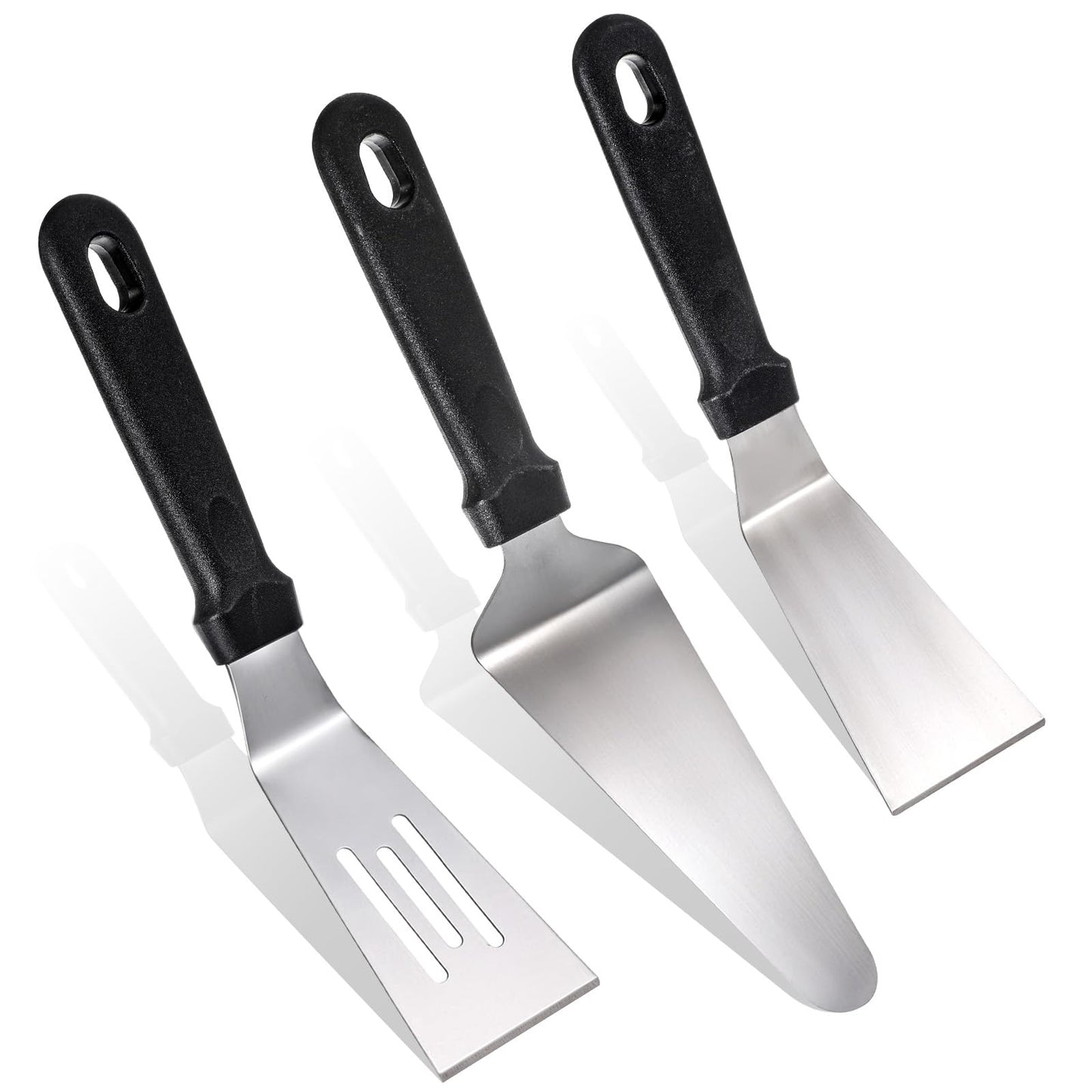 TIESOME Small Spatulas for Kitchen Use, 3-Piece Stainless Steel Spatula Set, Heat Resistant Nonstick Metal Spatulas for Cooking and Frying Mini Spatula for Eggs Pancakes Fish and Burgers