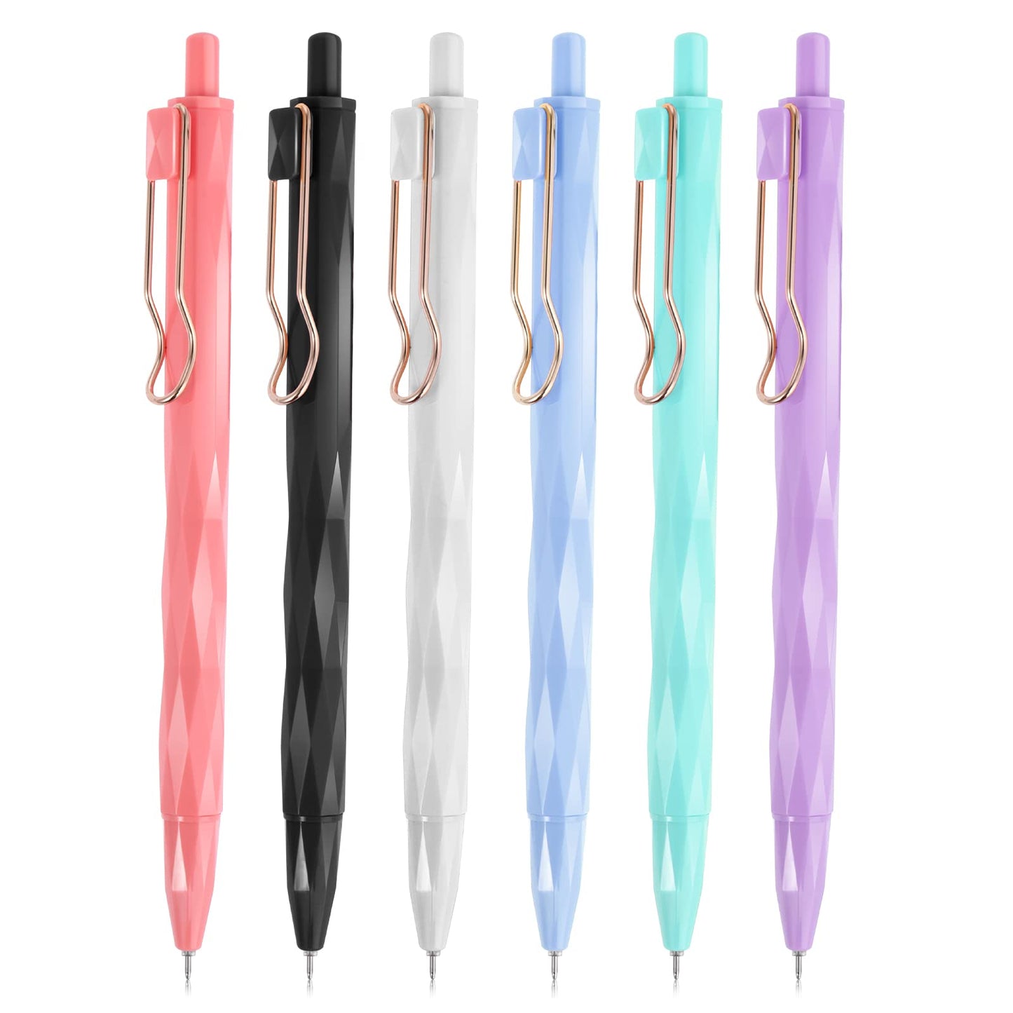 TIESOME 6Pcs Retractable Gel Ink Pens, 0.5mm Black Ink Refills Smooth Writing Pens Rolling Ball Gel Pens for Writing School Office Macarons Color Barrel