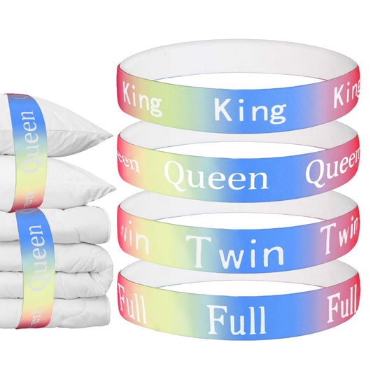 Bewudy 4 Pcs Sheet Organizer Bands, Elastic Sheet Keeper Straps, Colorful Gradient Sheet Storage Size Marking Bands, For Sheets Pillowcases Quilt Linen Closet Organization Sheet Straps(Colorful)