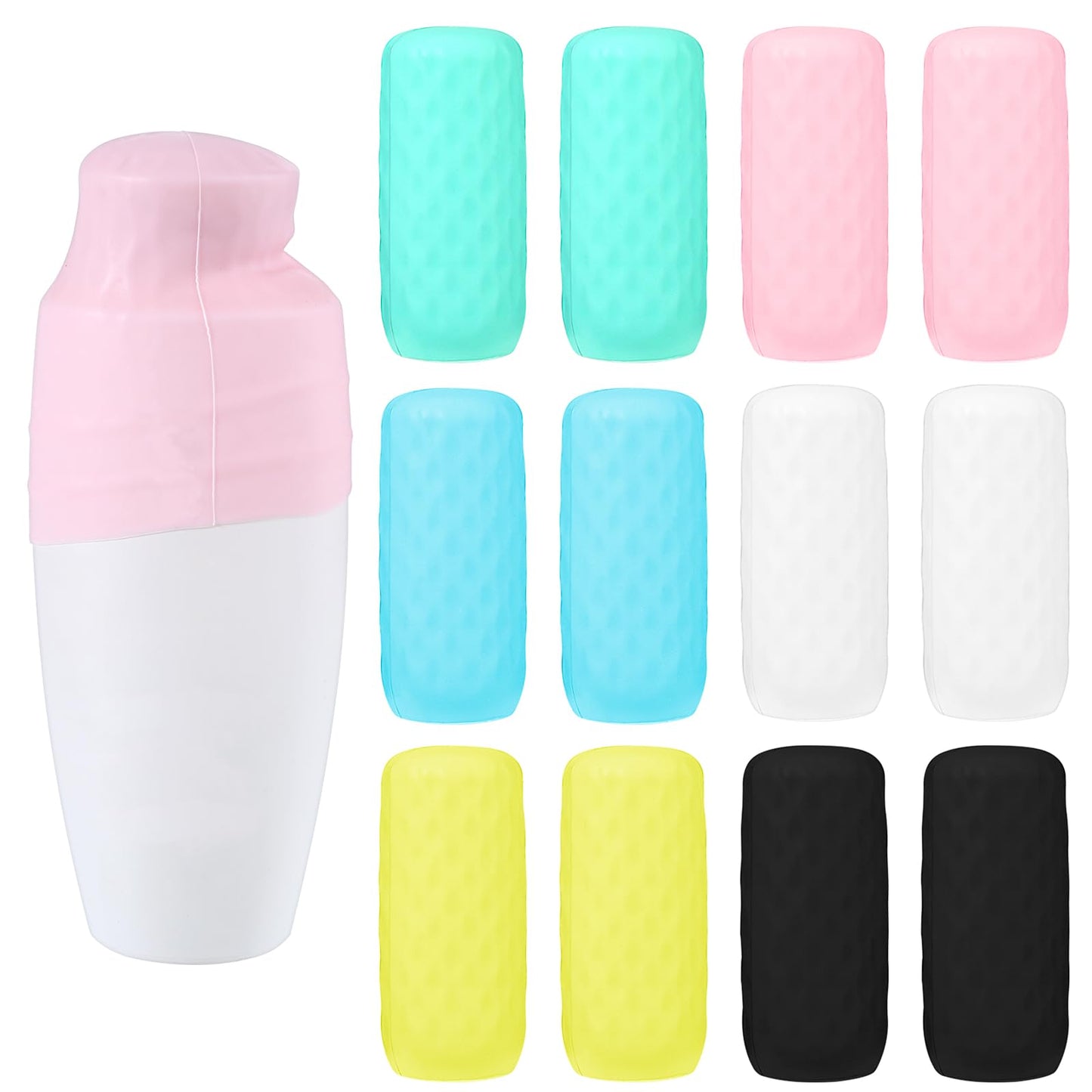 GEEHUA 12PCS Bottle Covers for Travel, Silicone Elastic Sleeves Leak Proof Sleeve for Leak Proofing Leak Locks Travel Essentials Accessories for Travel Size Toiletries Shampoo Conditioner Wash