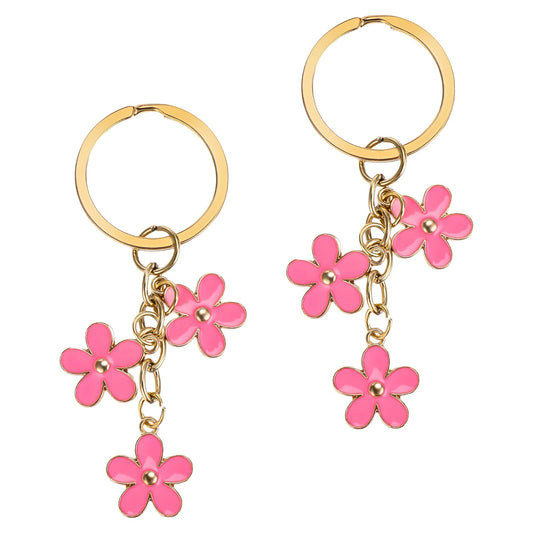 Jeffdad 2Pcs Cute Keychains For Women, Small Keychain for Backpacks for Girls, Keyring For Women Girls Gifts Purse Bag (Rose Red 2 Pcs)