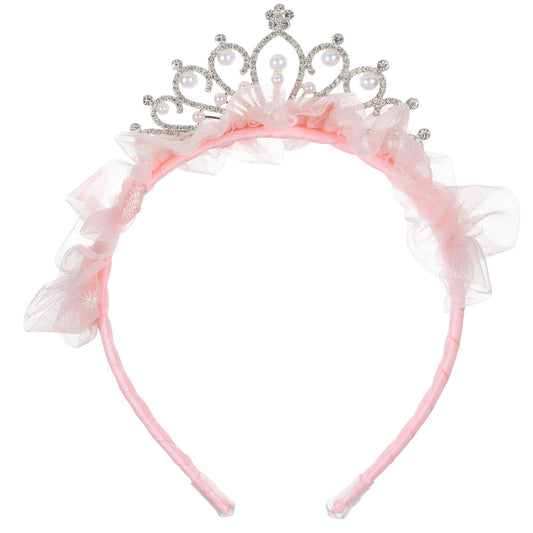 AOZUO Crown Girls Princess Tiara Crowns Headbands Cute Tulle Bows Hair Bands Crystal Queen Tiaras for Birthday Christmas Costume Bride Wedding Halloween (B)