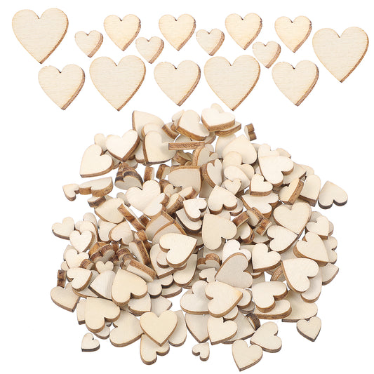 Molain 200Pcs Unfinished Wooden Hearts for Crafts, 0.2/0.3/0.4/0.5in Blank Heart Shapes Sign Tags Ornaments for DIY Crafts Valentines Wedding Christmas Birthday Party Decorations