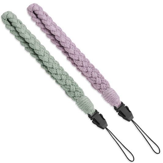 cobee Boho Phone Wrist Starp,2 Pieces Handmade Phone Case Phone Charm Strap Quick Release Phone Wrist Lanyard Aesthetic Phone Straps for Women Girls (Purple+Green)