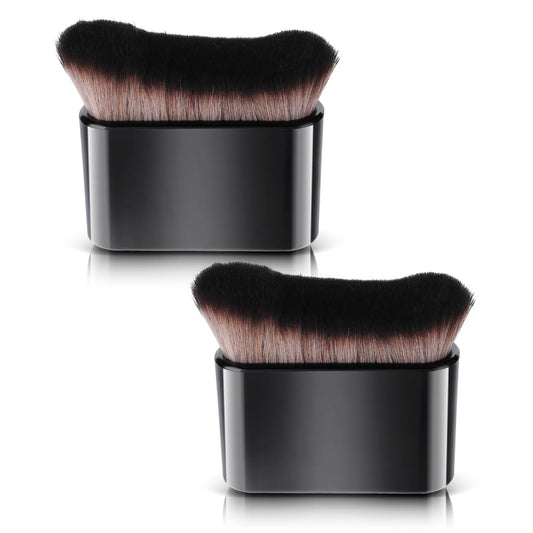 Amabro Makeup Brush, 2 PCS 12'' Foundation Brush Flat Blush Brush Portable Facial Body Sunscreen Brush Kabuki Brush for Blending Liquid Cream Powder Cosmetics Bronzer Buffing Highlight Contour