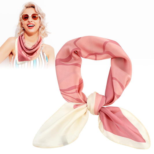 Jeffdad 27.5" Silk Feeling Neck Scarf, Lightweight Silk Scarf for Women Neck, Purse Scarf For Handbags, Square Neck Satin Scarfs for Bag Hair Scarves Gift(Pink)