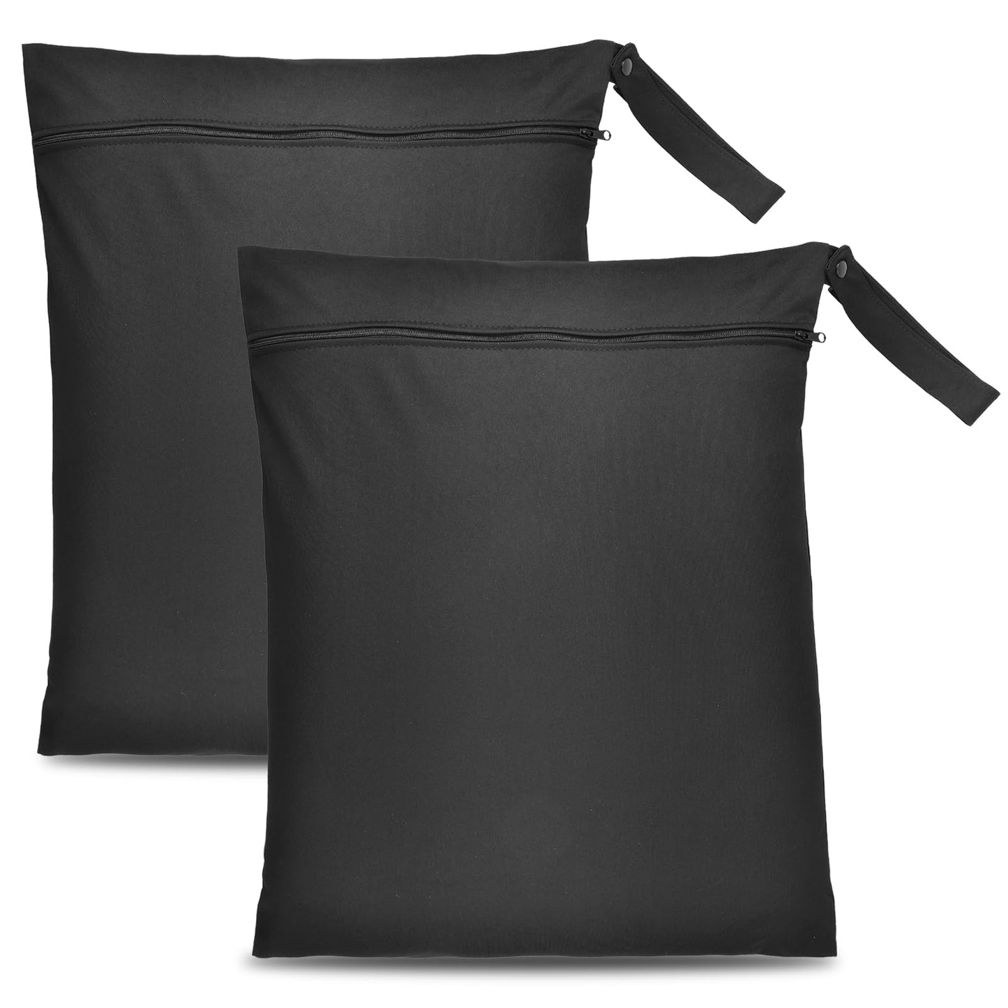 Giantree 2 Pack Wet Bags, Waterproof Wet Dry Bag for Swimsuit and Towels Black Travel Laundry Bag Reusable Bag for Travel with Handle Zippered Wet Clothes Bag for Travel Gym Beach Pool(12 × 14inch)