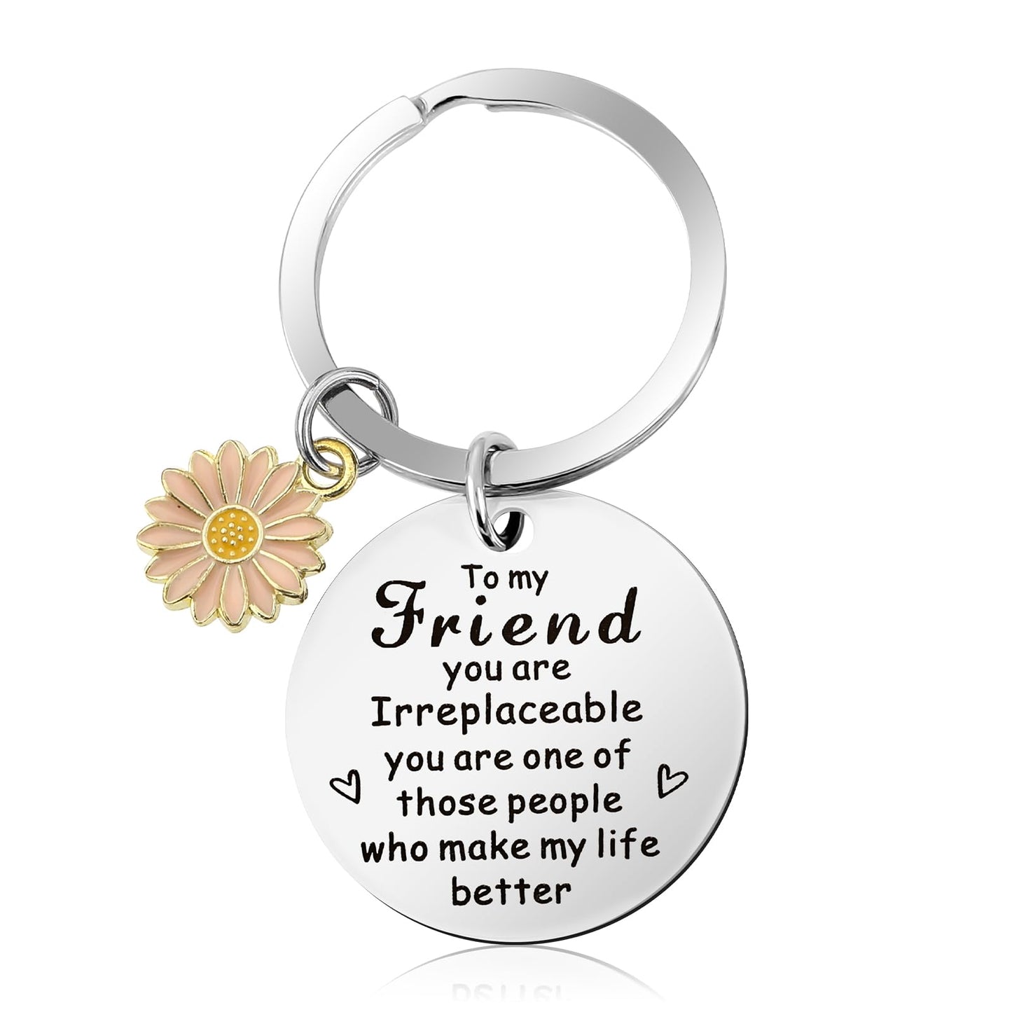 cobee Friend Keychain Gifts, Sunflower Keychain Funny Keyring Gifts Presents for Best Friends True Friendship Besties BFF Birthday Christmas (Pink)