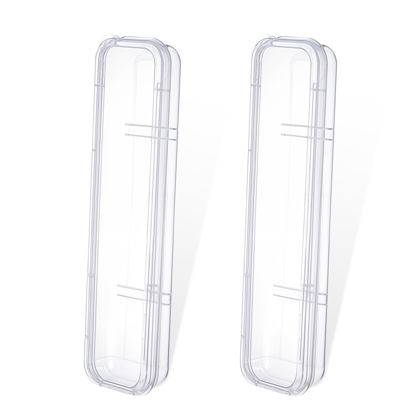 cobee 2 Pcs Travel Utensils Holder with Lid, Portable Flatware Box Tableware Storage Case Simple Utensil Holder Chopstick Case Spoon Case Fork Holder for Camping, Trip Cutlery Kit(Transparent,)