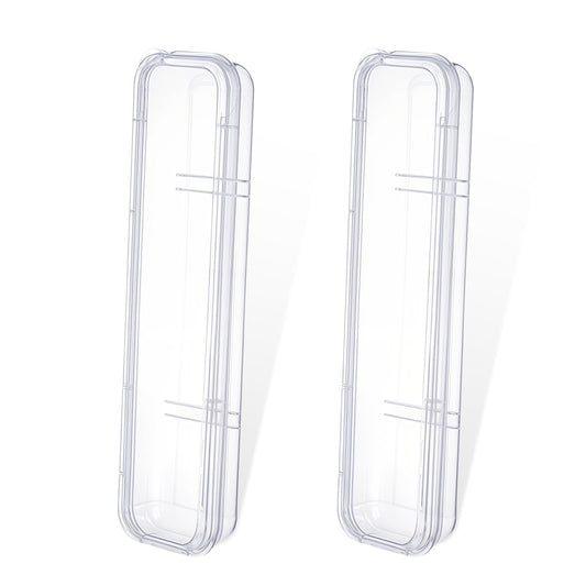 cobee 2 Pcs Travel Utensils Holder with Lid, Portable Flatware Box Tableware Storage Case Simple Utensil Holder Chopstick Case Spoon Case Fork Holder for Camping, Trip Cutlery Kit(Transparent,)
