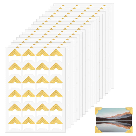 Giantree 432 Pcs Photo Corners, Self-Adhesive Photo Corner Stickers for Scrapbooking, 18 Sheets Photo Mounting Corners Picture Corners for DIY Scrapbook Photo Album Notebook(Gold)