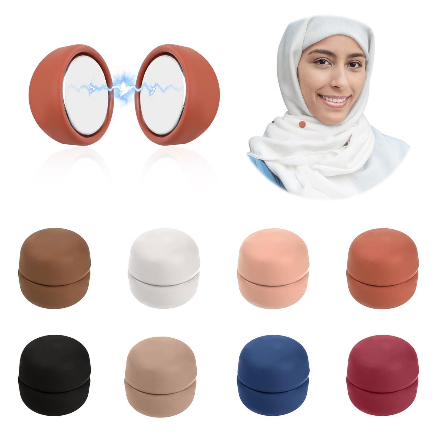 TIESOME 8 Pcs Hijab Magnet Pins, Multi-Purpose Strong Hijab Pins Colorful Hijab Magnets Pinless Brooch Small Magnetic Scarf Clasp for Women Hijabs Muslim Scarf Hijab Dress Cardigan