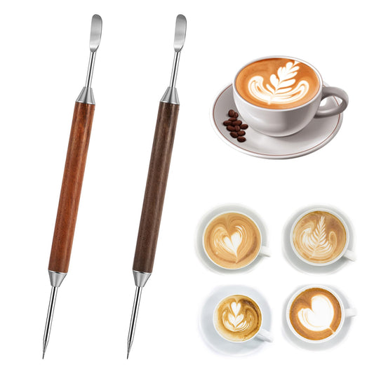 JJUNW 2 Stück Latte Art Stift, Doppelseitige Kaffee Kunst Stift Kaffee Latte Art Pen EdelstahlLatte Dekoration Kunst Stifts Für Espresso Dekorieren Cappuccino Fancy Barista