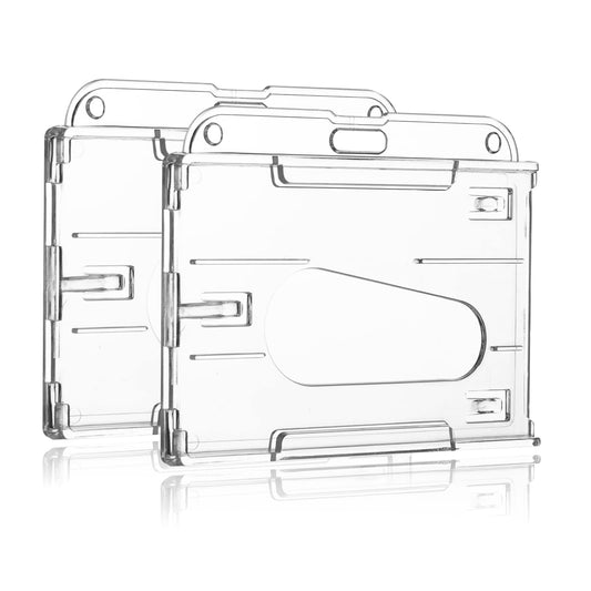 Molain ID Card Badge Holder, 2 Pieces Clear Badge Holders Hard Plastic Card Holder ID Credit Card Protector with Thumb Slot, 9 x 5.8 cm