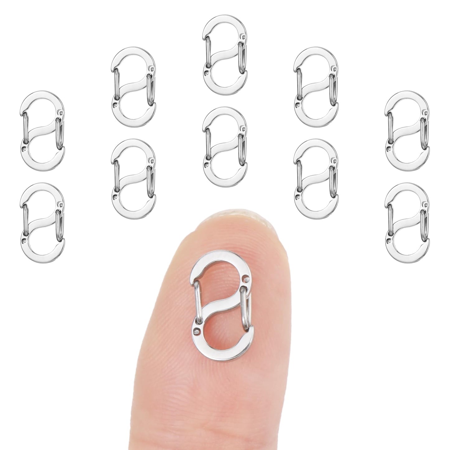 Amabro 10pcs Lobster Clasps Double Opening Stainless Steel Necklace Bracelet Shortener Metal Clasps Clasps for Necklace Clip Bracelet Connectors (Silver)