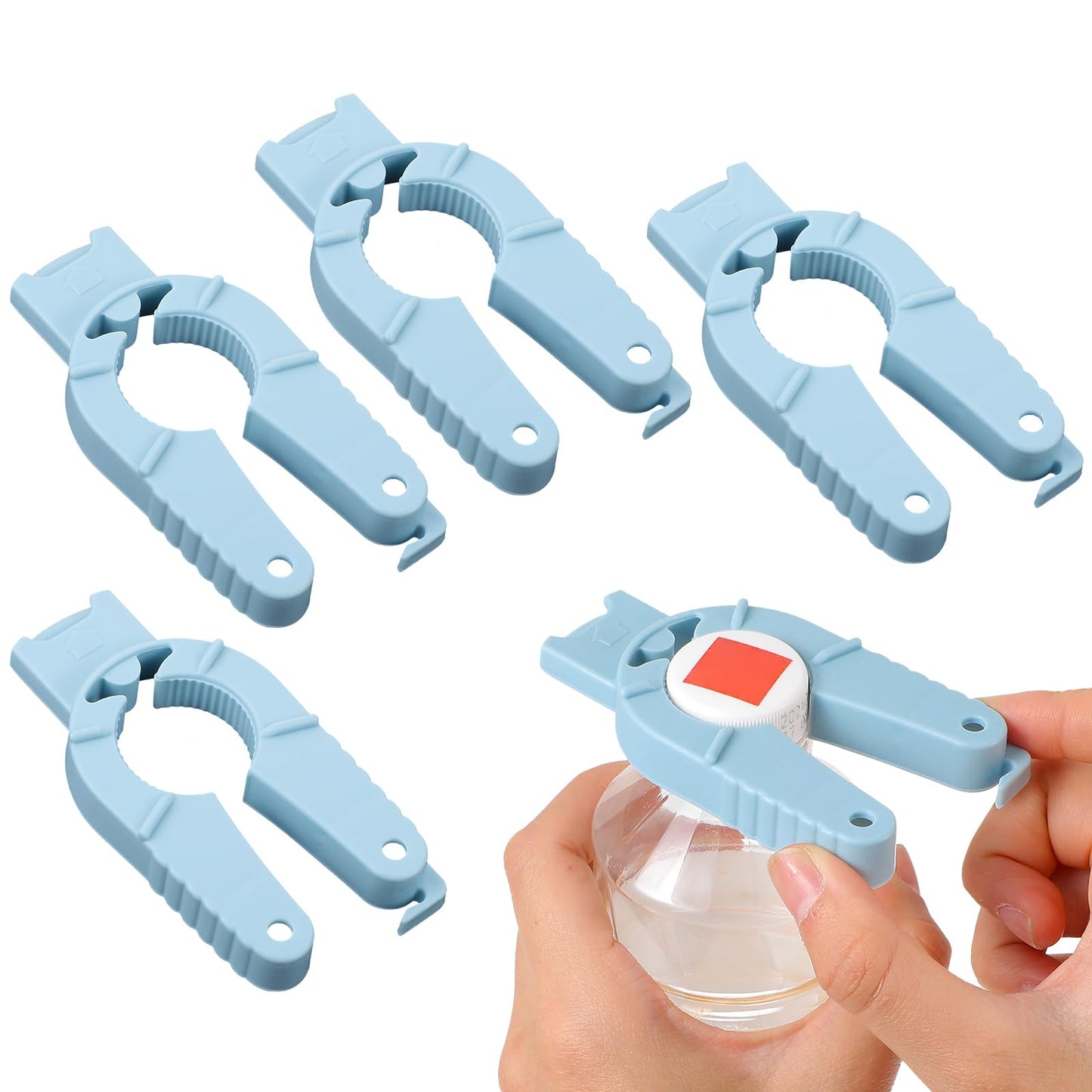 Yuanchu 4 Pcs Plastic Bottle Cap Openers, 3 in 1 Water Bottle Opener Multi-Purpose Soda Can Opener Pull Tab Opener for Arthritic Hands Seniors