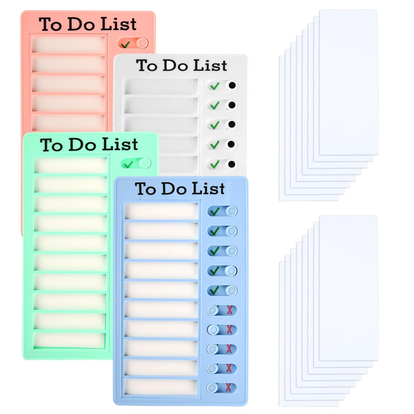 simarro 4 Pcs Chore Chart for Kids, to Do List Checklist Board, Sliding Routine Chart with 16 Pcs Additional Blank Cards, Reusable Memo Boards for Efficient Task Management and Planning