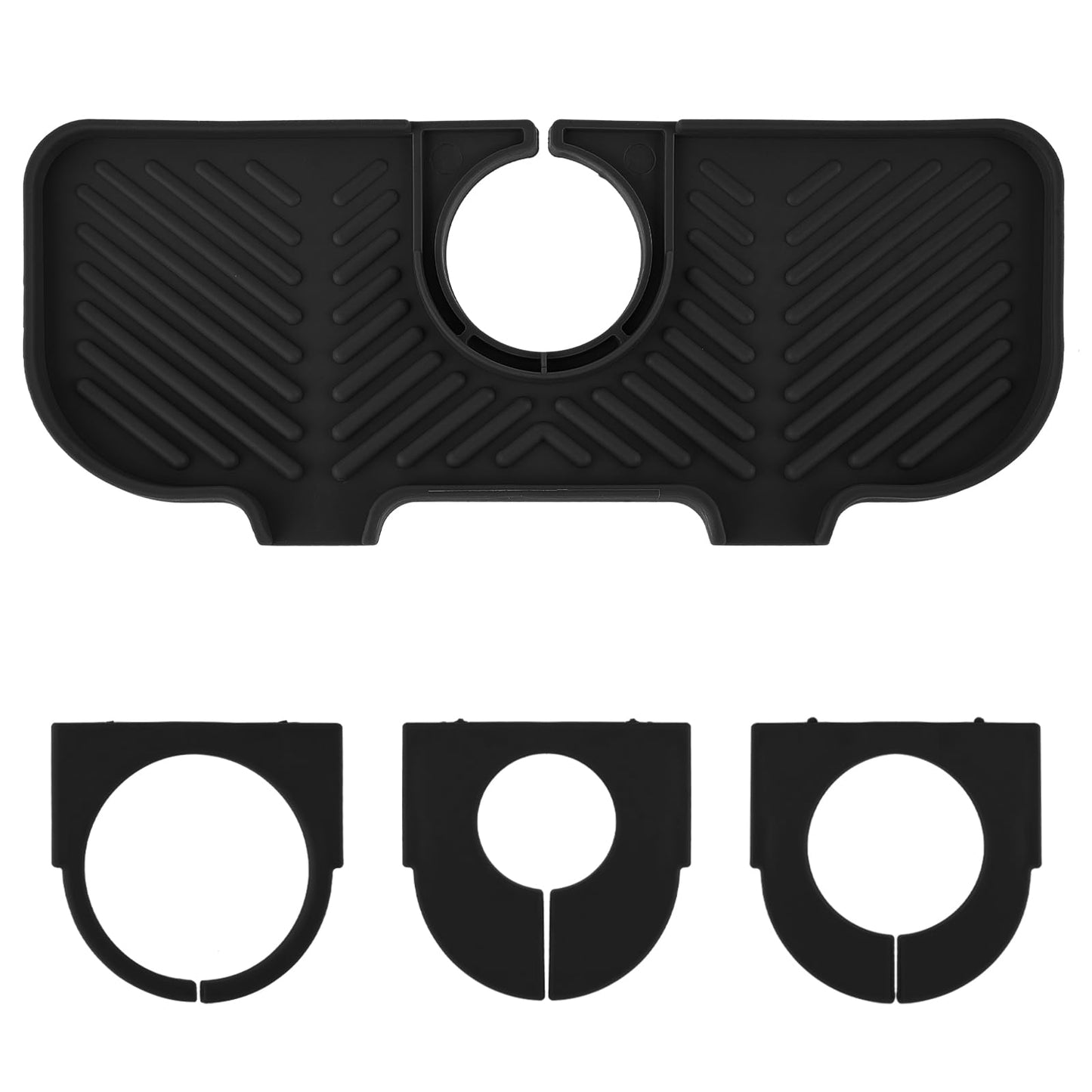 GEEHUA Kitchen Sink Splash Guard, Silicone Faucet Draining Mat Kitchen Drainer Pad Water Drainer Catcher Tray Faucet Mat Organizer for Kitchen Bathroom Worktop Protect(Black)