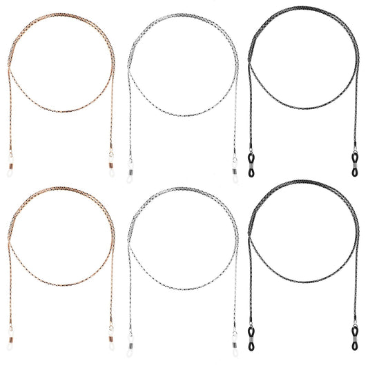 Giantree 6 Pcs Stylish Eyeglass Chains for Women, Mask Eyeglasses Lanyard Chain Metal Sunglass Chain Eye Glasses Holder Around Neck Glasses Chains 3 Colors