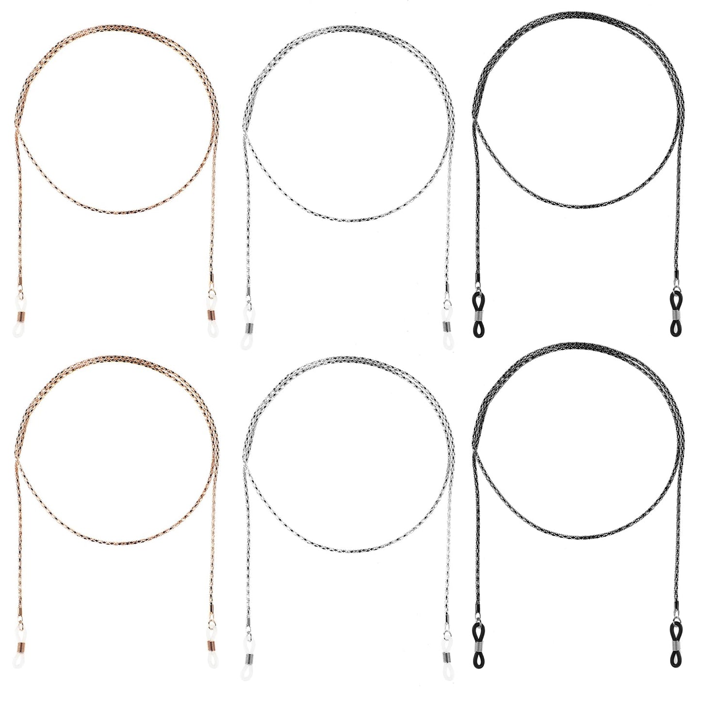 Giantree 6 Pcs Stylish Eyeglass Chains for Women, Mask Eyeglasses Lanyard Chain Metal Sunglass Chain Eye Glasses Holder Around Neck Glasses Chains 3 Colors