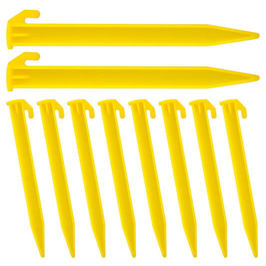 Molain 10 Pack Plastic Tent Stakes, 6-Inch Heavy Duty Beach Tent Pegs Reusable Canopy Stakes for Camping Gardening Backpacking Tent Pegs Spike Hook for Outdoor Garden Decorations Lawn Tarp Sand Stake