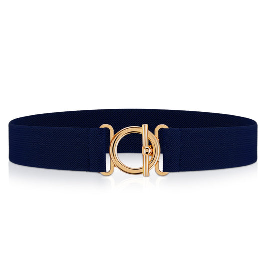 Amaxiu Women Elastic Belt, Invisible Stretch Ladies Belts with Gold Flat Buckle Skinny Waist Belt For Jeans Pants Dresses(Blue)