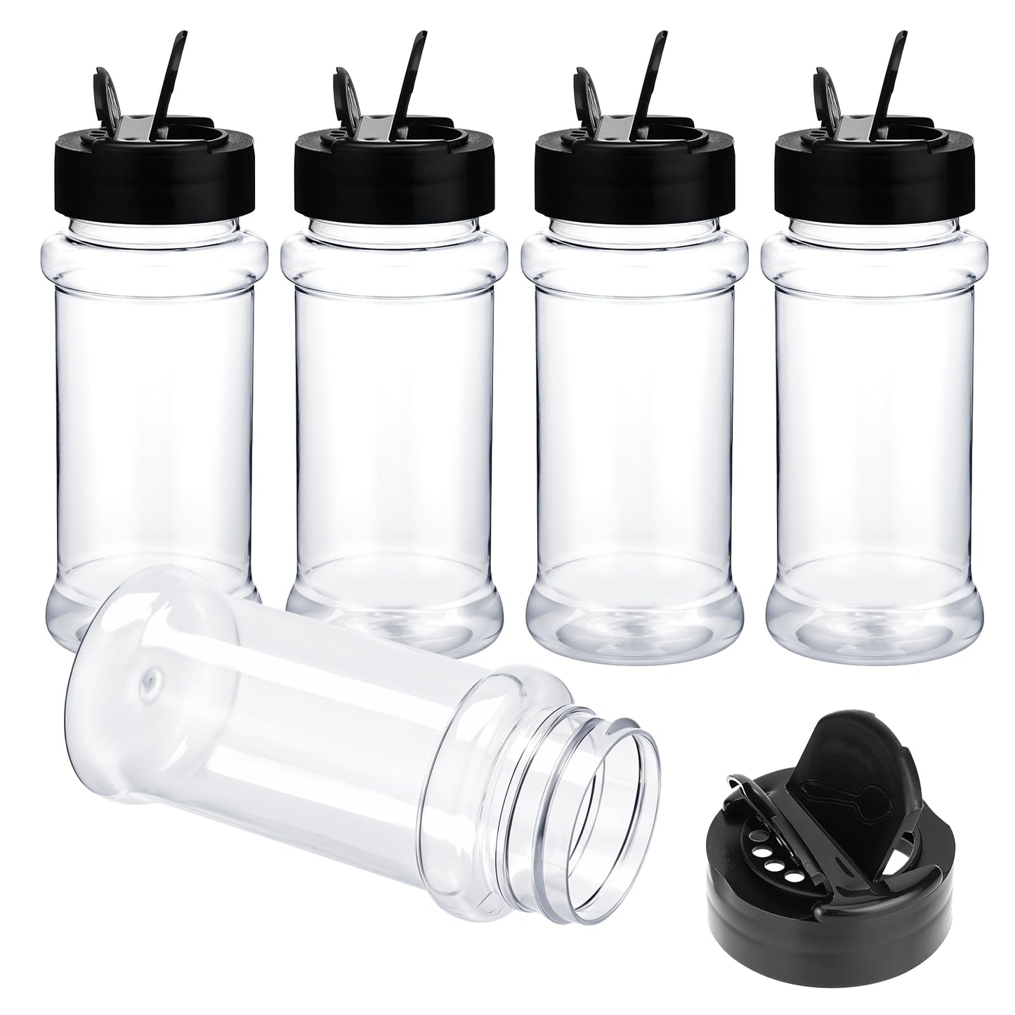 Molain 5 PCS Empty Spice Jars 3oz with Shaker Lids Plastic Seasoning Containers Clear Seasoning Bottles to Pour or Shake for Spice, Powders, Peppers, Salt for Spice Rack, Drawer, Cabinet