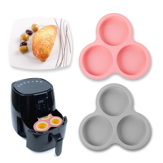 cobee Air Fryer Egg Pan, 2Pcs Reusable Silicone Egg Baking Mold Small Muffin Top Pans Non-Stick Air Fryer Liner Accessories for Pancakes Sandwiches Hamburger Breakfast Bun Pan Egg Bites Maker