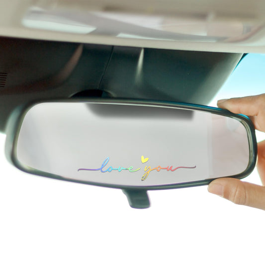 AOZUO Pack of 4 Love You Mirror Stickers, Heart Mirror Stickers, Vinyl Rear View Mirror Sticker, Self-Adhesive Car Accessories, Gift for Rear View Mirror, Window, Water Bottle, Driver, Gifts