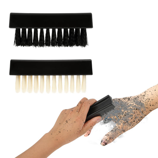 Amaxiu Hand Nail Brush for Cleaning Fingernails, Durable Nylon Firm Stiff Scrub Bristles Nail Scrubber Brushes for Men Mechanics Gardeners Scrubbing Under Fingers Foot Toes(2 Pack, Black+Yellow)