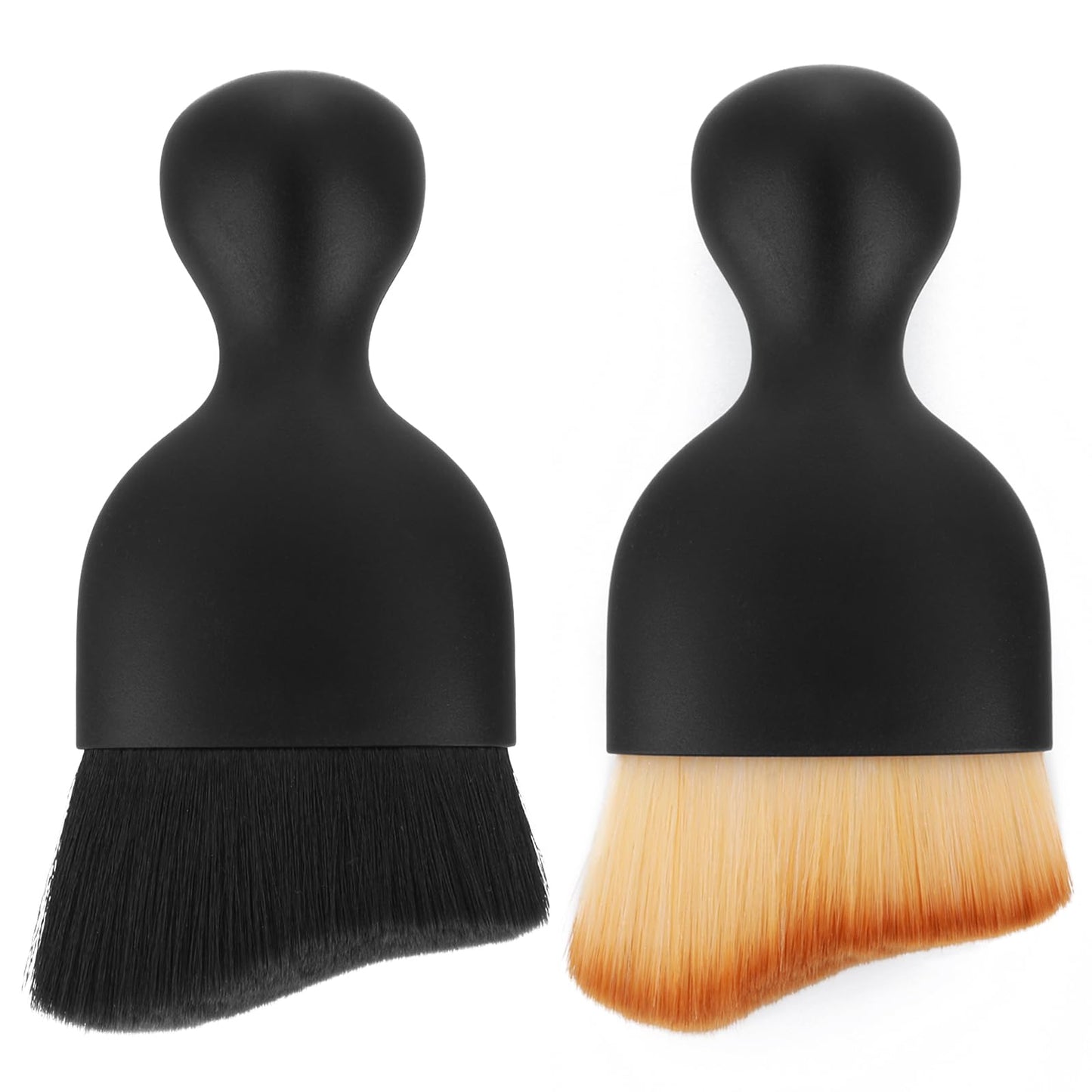 Amaxiu No Scratch Auto Interior Dust Brush, 2PCS Car Interior Cleaning Soft Brush Car Detailing Brush Car Cleaning Brushes Duster Soft Bristles Detailing Brush Dusting Tool(Light Brown, Black)