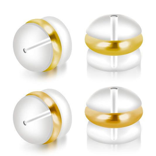 Amaxiu 50Pcs Resin Earring Backs, KC Gold Clear Earring Backings Locking Secure Stopper Replacement Soft Earring Stoppers Safety Back Pads Backstop for Studs Hoops Adult Kids(Gold)