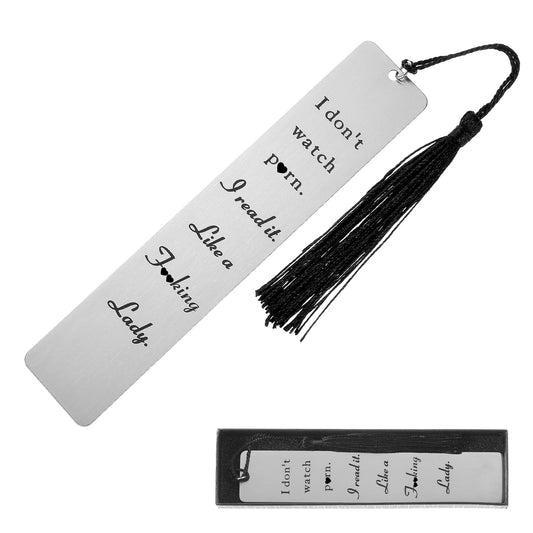 AOZUO Funny Bookmark for Women, Book Lover Stainless Steel Bookmarks Gifts with Storage Box for Bookish Bookish Nerd Bookworm Inspirational Readers Gifts for Her BFF Book Club Spicy Reader(Silver)