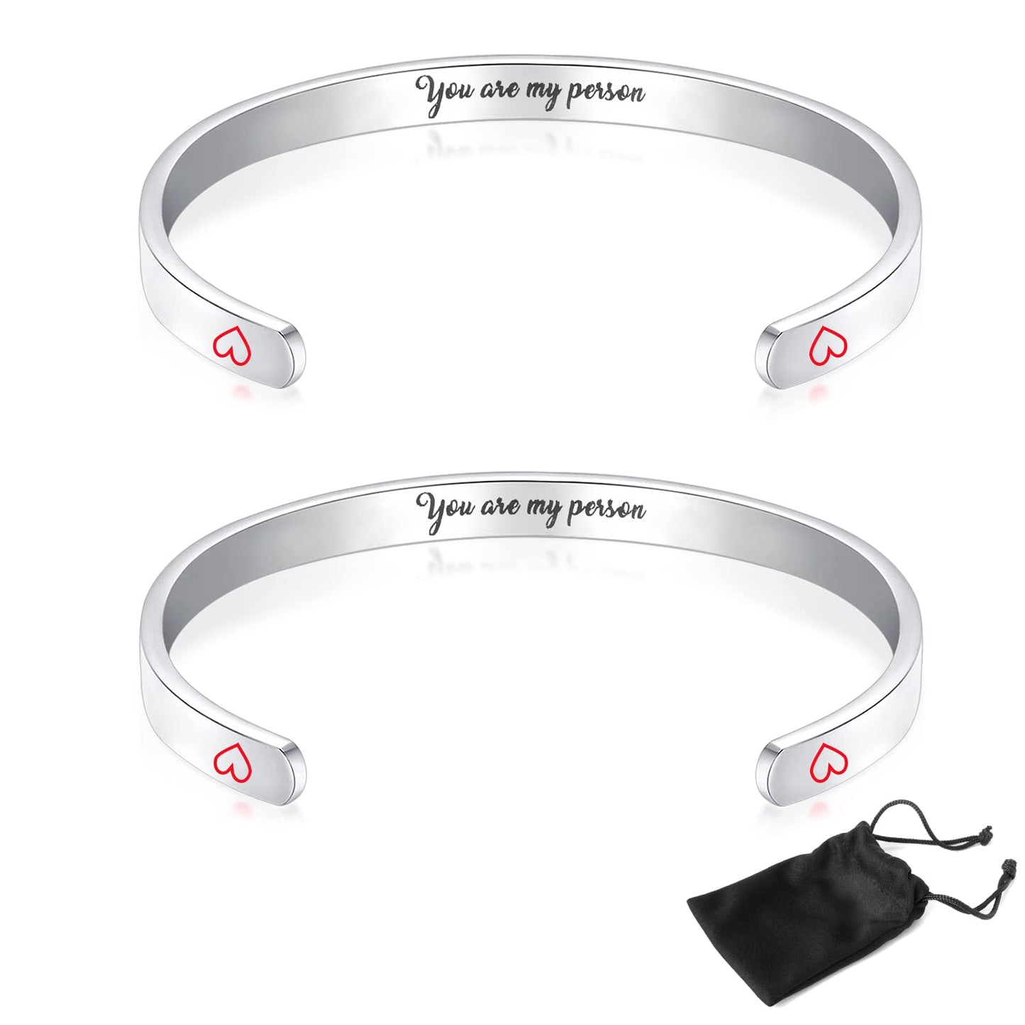 Molain Inspirational Bracelets for Women, 2 Pieces Lovely Bracelets Cuff Bangle Motivational Bracelet Personalized Gift for Birthday Holiday Valentine's Day