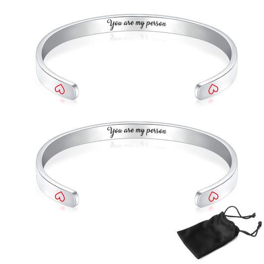 Molain Inspirational Bracelets for Women, 2 Pieces Lovely Bracelets Cuff Bangle Motivational Bracelet Personalized Gift for Birthday Holiday Valentine's Day