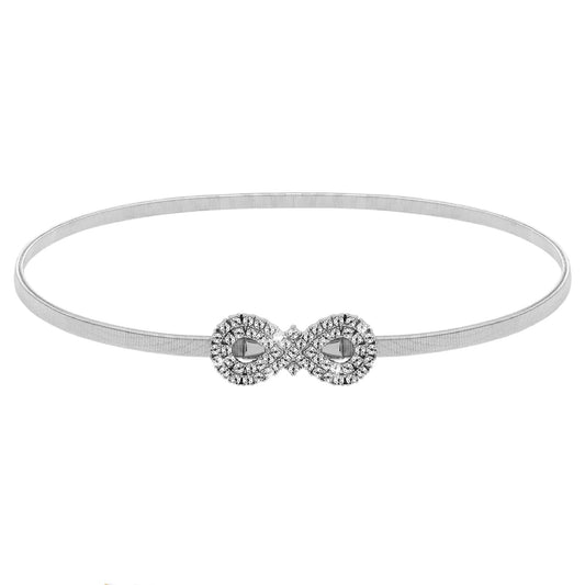 Amabro Silver Belts for Women, Rhinestone Chain Belt Elastic Skinny Belts Waist Belt Fashion Crystal Rope Belt Stretch Belts for Dresses(Silver)