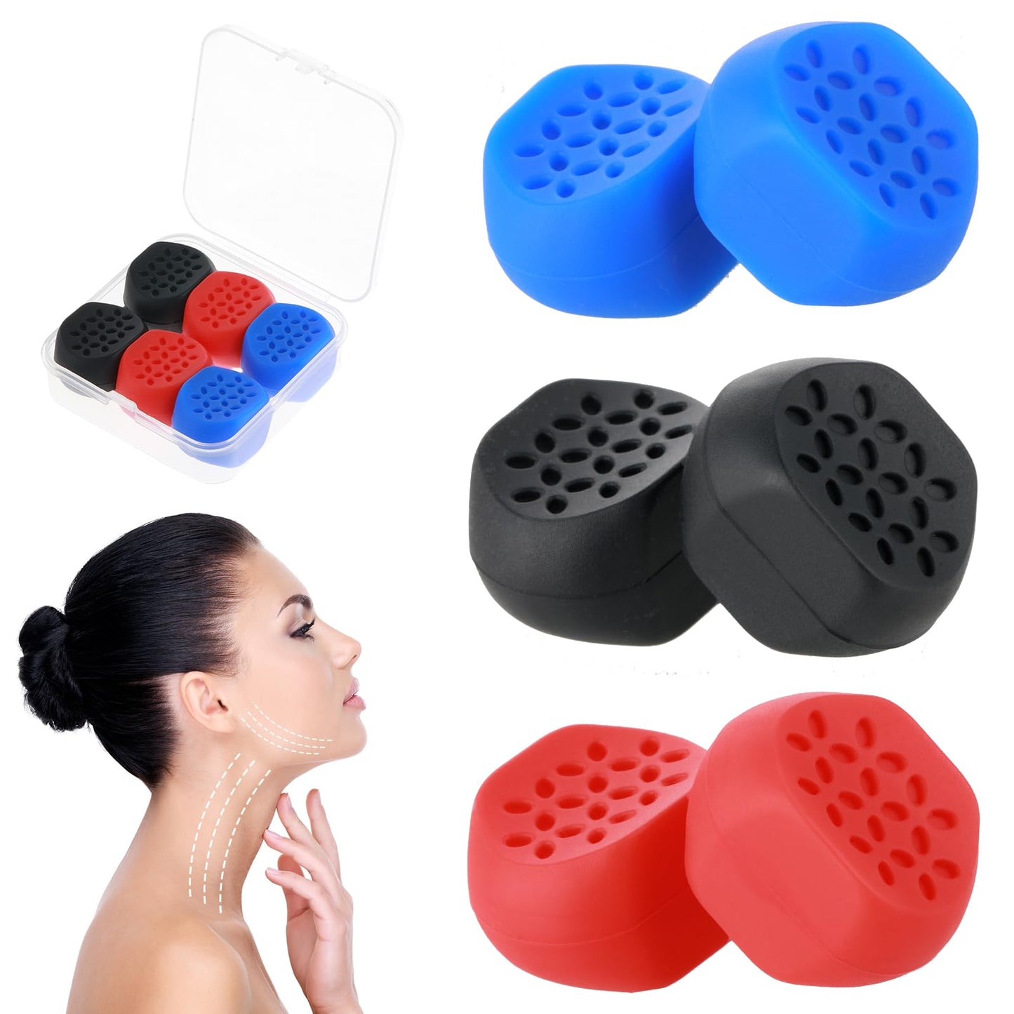 simarro 6 Pcs Jaw Exerciser for Men Women, Jawline Exerciser Jaw Trainer, Silicone Jaw Exerciser Toner Tablets, 3 Resistance Levels Double Chin Reducer, Face Shaper Strengthener
