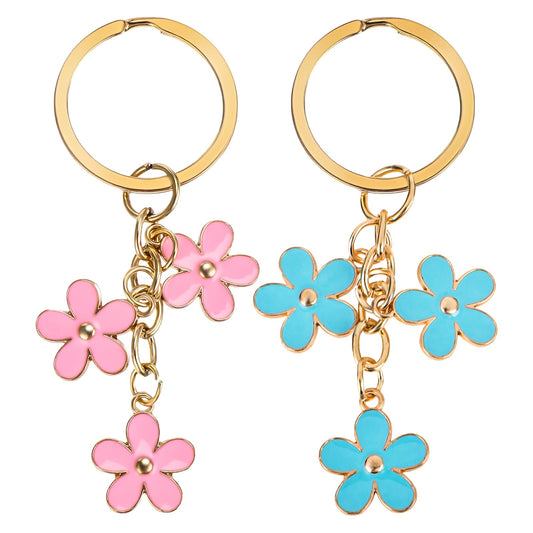 Jeffdad 2Pcs Cute Keychains For Women, Small Keychain for Backpacks for Girls, Keyring For Women Girls Gifts Purse Bag (Pink Blue 2 Pcs)