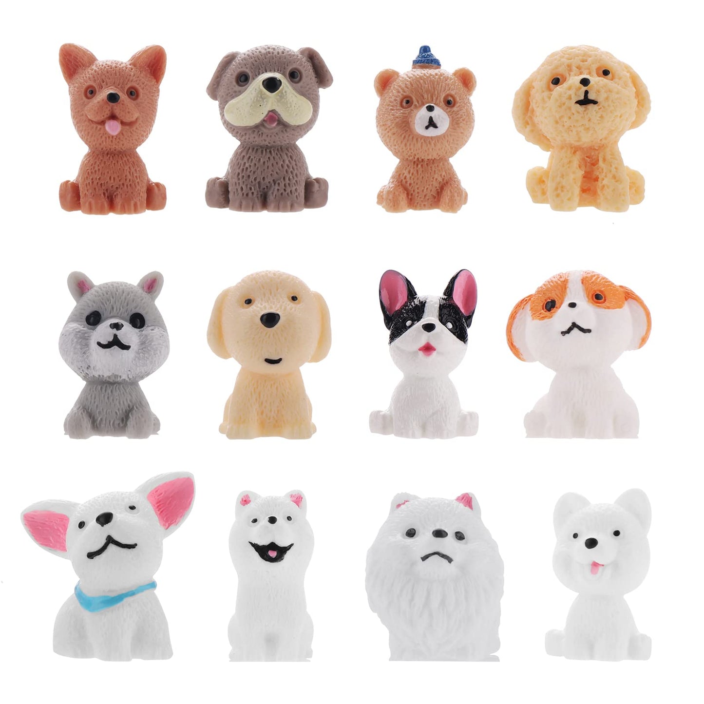 cobee Dog Figurines Playset, 12 Pieces Realistic Mini Puppy Figures Miniature Dog Animal Toy Set Hand Painted Dog Playset for Cake Topper Birthday Present Party Favor