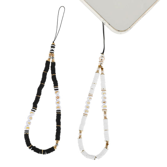 Jeffdad Phone Charms, 2 Pack Handmade Bohemian Style Phone Chain Beads Universal Phone Wristband Keychain Lanyard Anti-Lost Phone Chain For Women Girls