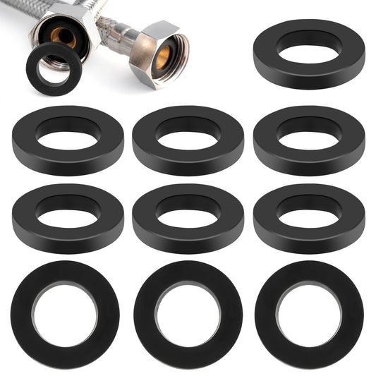Amaxiu 30 Pcs Black Shower Hose Washers Seals, Silica Gel Shower Head Washer Hose Washer 19mm Seal Tap Sealing Hose for 1/2 Inch Shower Head and Hose(19mm)