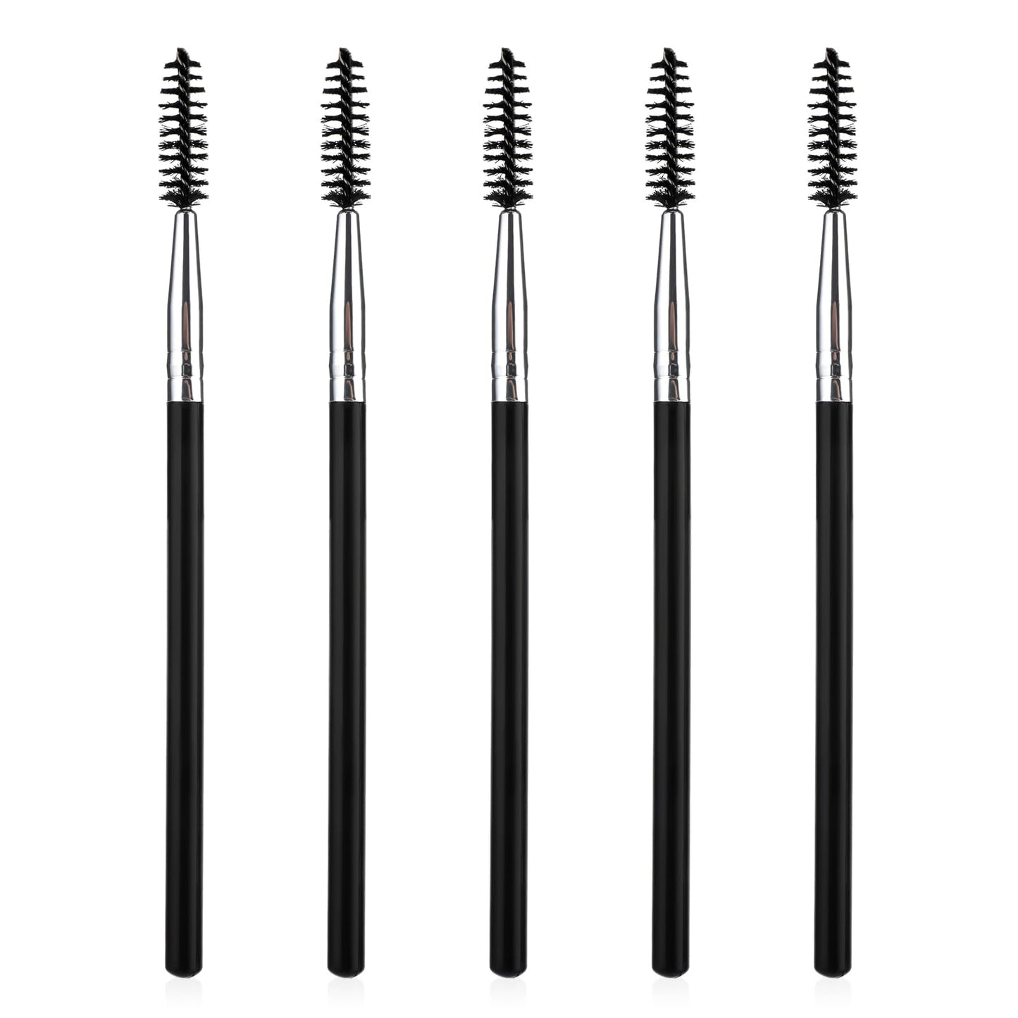 Andibro 5 Pcs Reusable Eyelash Eyebrow Spoolie Brush, Mascara Brush Wands, Long Handle Lash Brush Applicators Portable Eyelash Brush Makeup Lash Spoolies Set for Lash Extensions